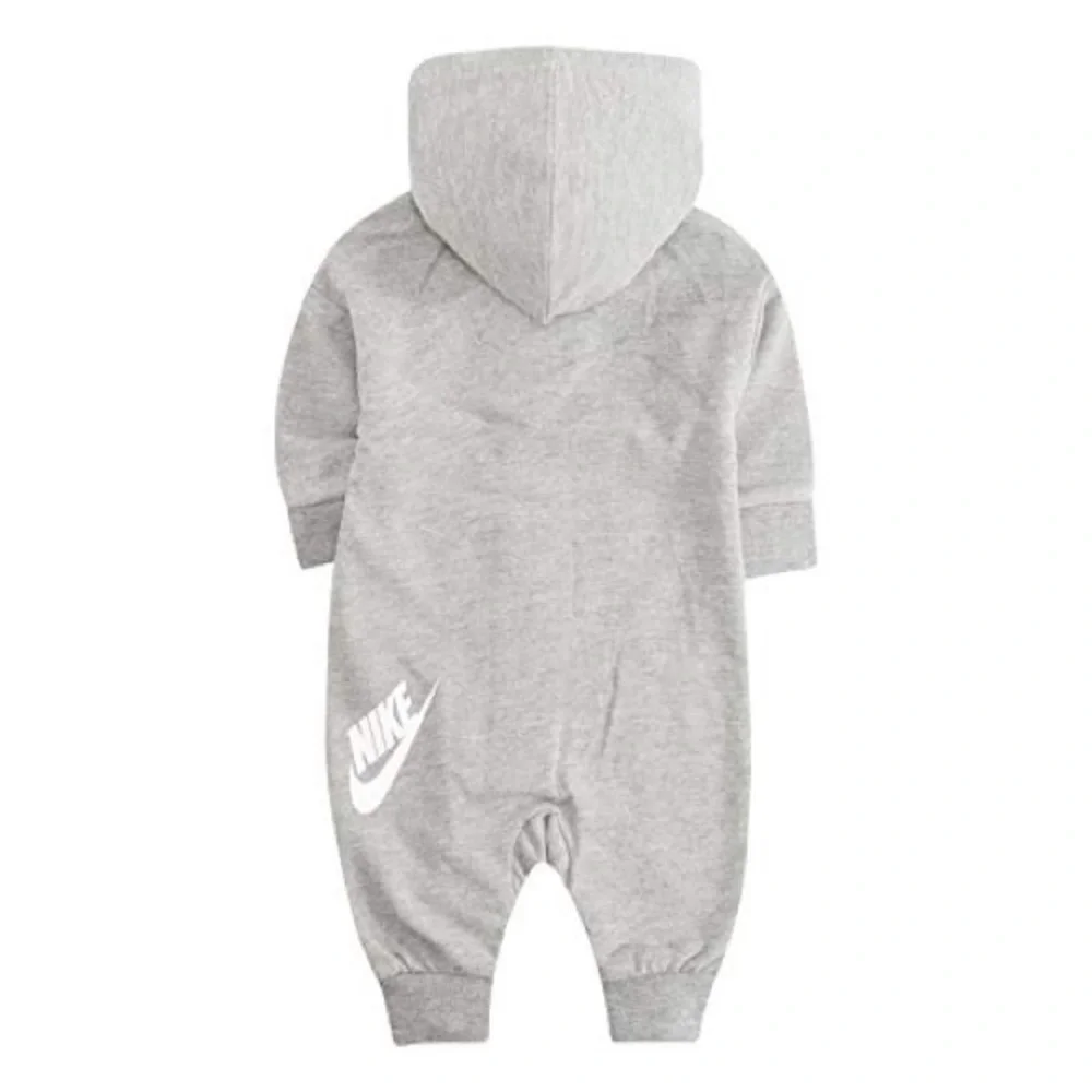 Nike Baby Hooded Coverall Sweatshirt Heathered Gray Baby Size 9 Months